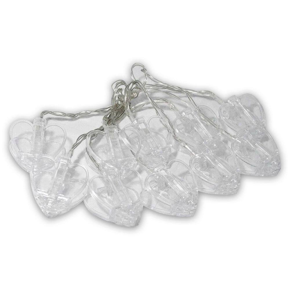 Cordão Luminado Com 20 Pregadores Coração Led Pilha Aa