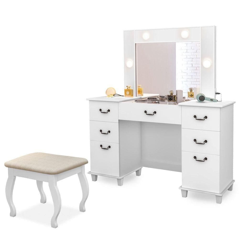 Penteadeira 7 Gavetas Com Banqueta Boreal Branco