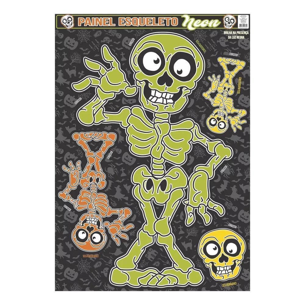 Painel Decorativo Esqueleto Neon Decoração Halloween