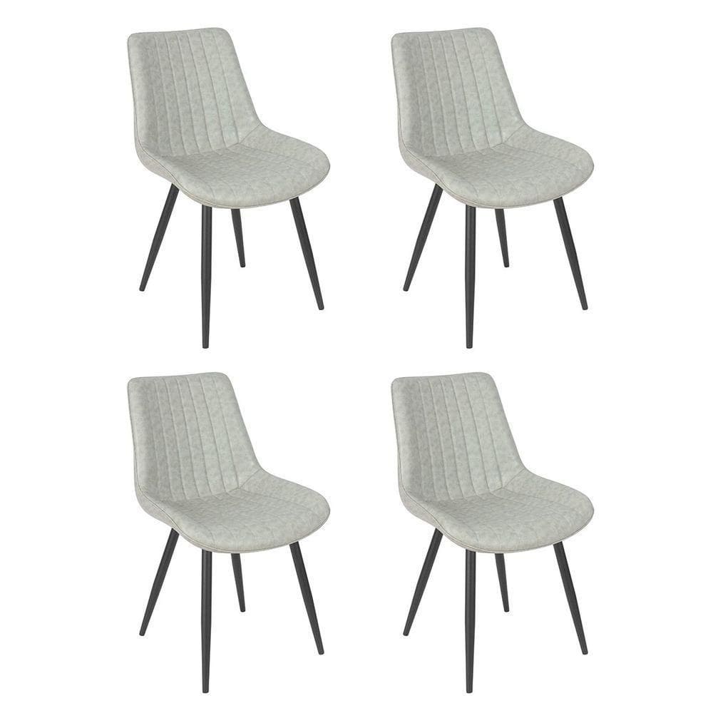 Kit 4 Cadeiras Estofadas Design Industrial Chicago Cinza Claro
