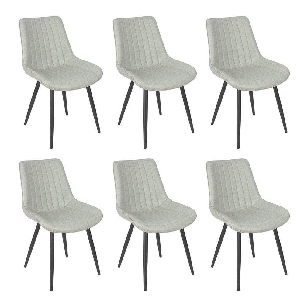 Kit 6 Cadeiras Estofadas Design Industrial Chicago Cinza Claro