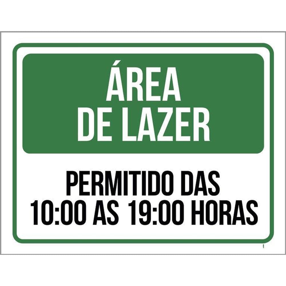 Placa Sinalização - Área De Lazer Horário Permitido 36X46