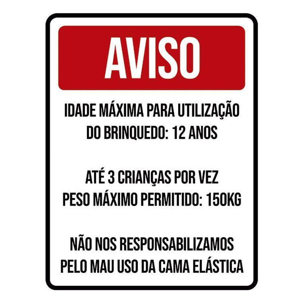 Kit 3 Placas Aviso Idade Máxima Brinquedo Ml3833