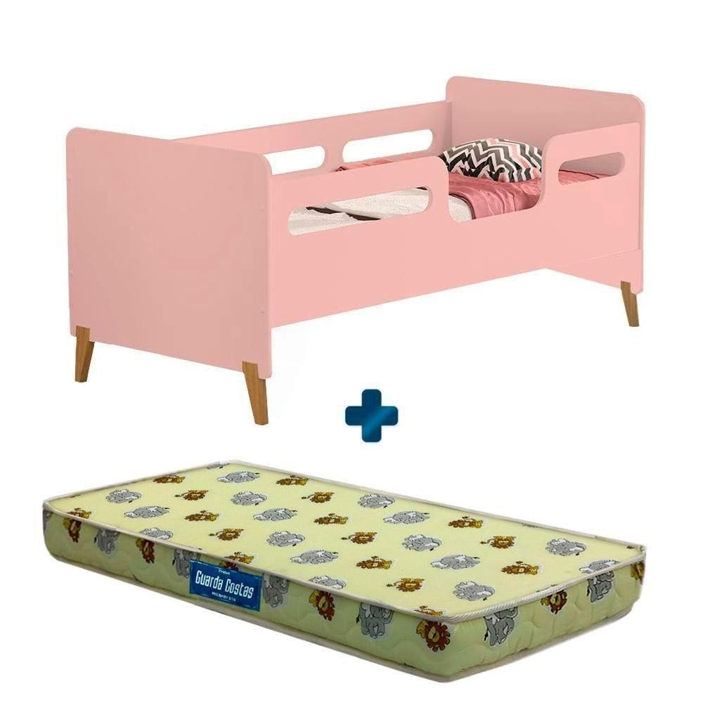 Cama Infantil Com Grade Rose Cecilia Vj Móveis Com Colchão Probel