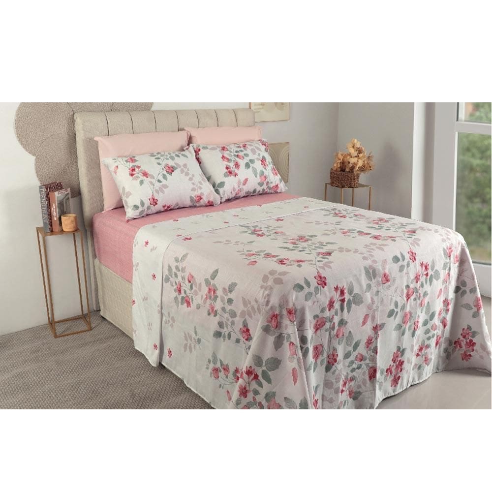 Jogo Cama Duplo Casal 4 Peças 140 Fios 250X220Cm Adele