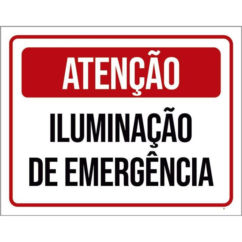 Kit 3 Placas Atenção Iluminação De Emergência