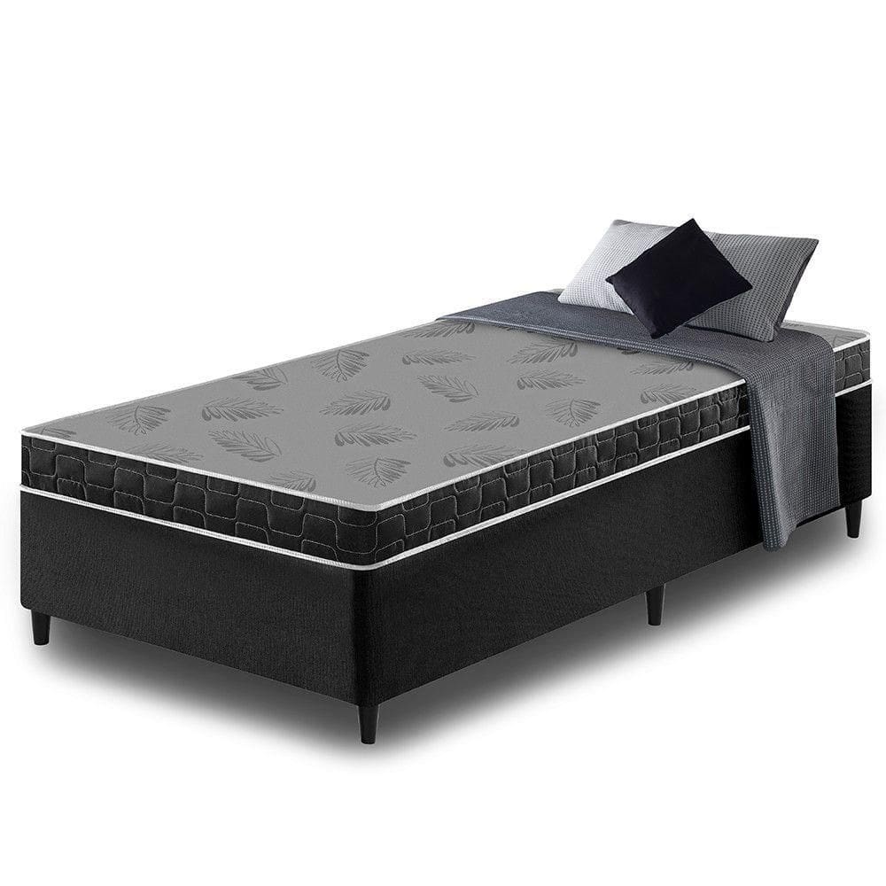Cama Box Solteiro Preta + Colchão Querubin D20 88x188