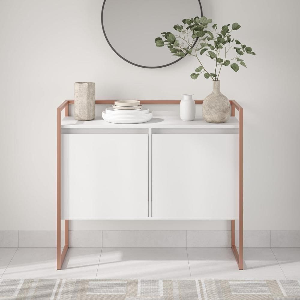 Aparador Buffet Para Sala Portugal Branco Cobre