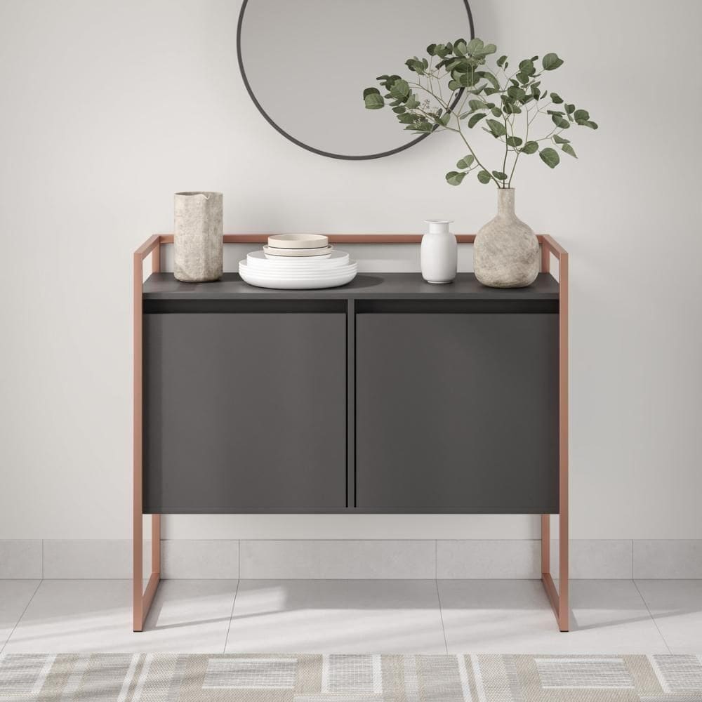Aparador Buffet Para Sala Portugal Preto Cobre