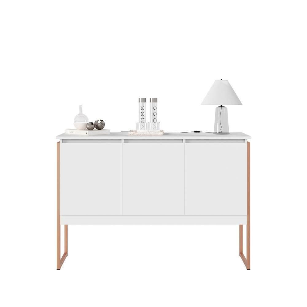 Aparador Buffet Com 3 Portas Bari Branco Cobre