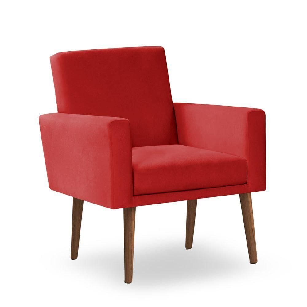 Poltrona Decorativa Nina Suede Vermelho - Inova Decor