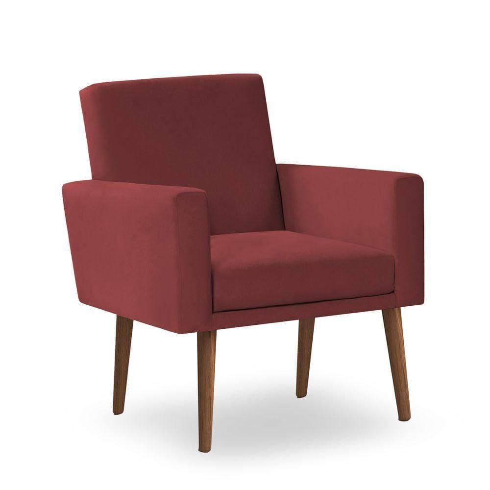 Poltrona Decorativa Nina Suede Bordo - Inova Decor