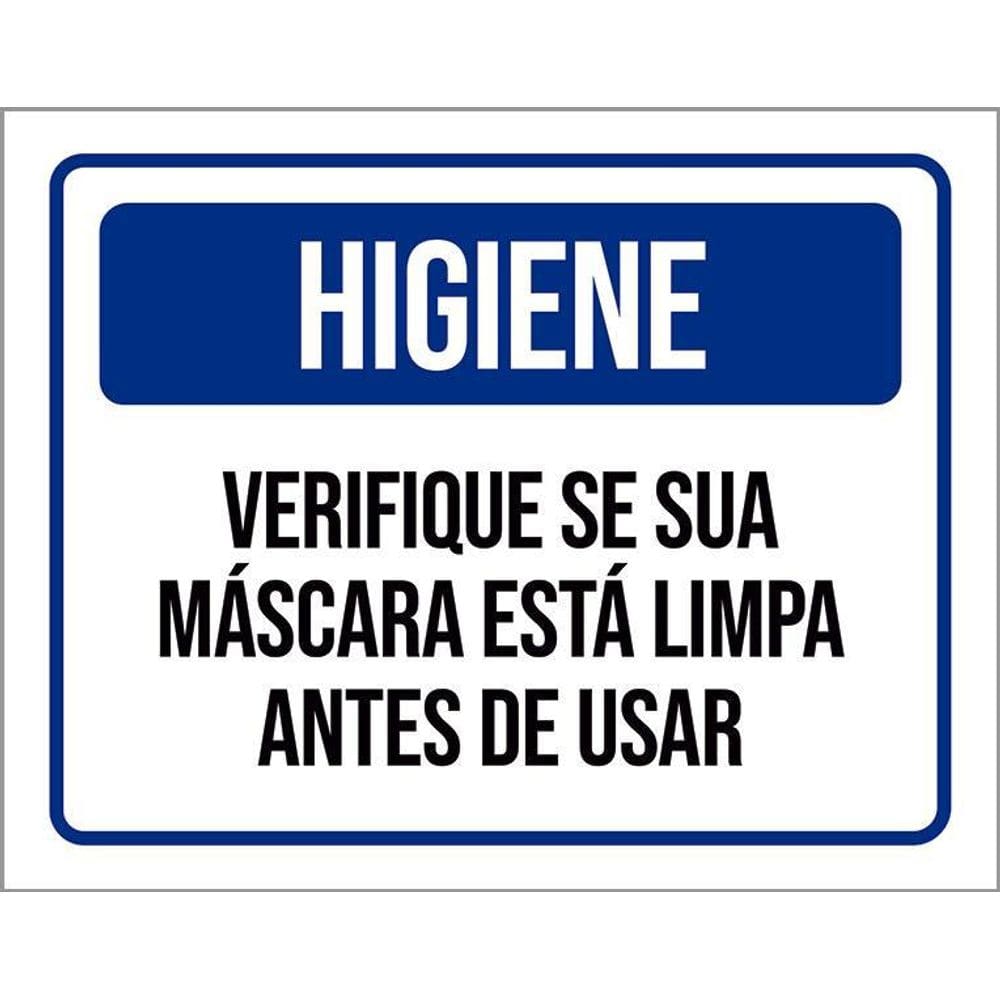 Placa De Sinalização - Higiene Verifique Máscara Limpa 36X46