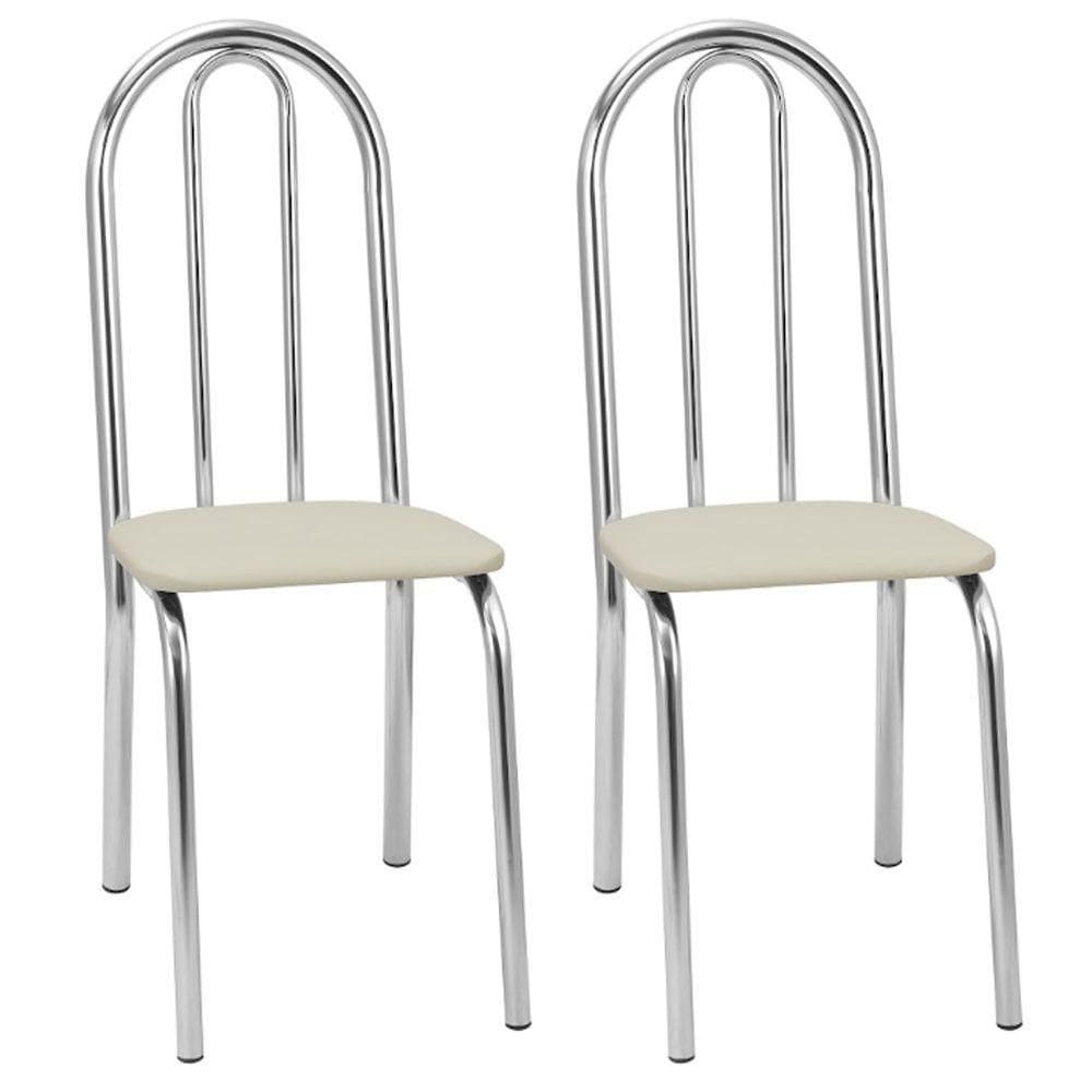 Kit 2 Cadeiras Cromadas Cc55 A101 Treparoni Bege