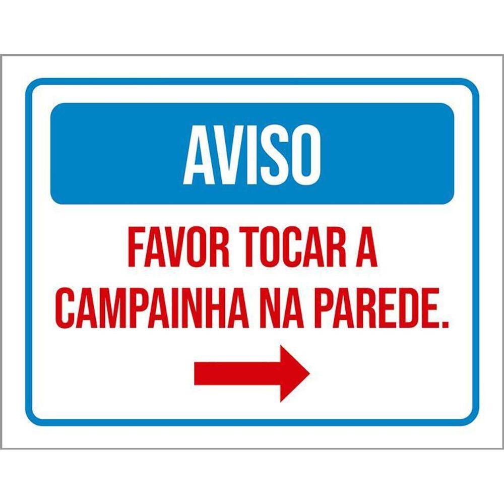Placa Sinalização Aviso Favor Tocar Campainha Parede 36X46