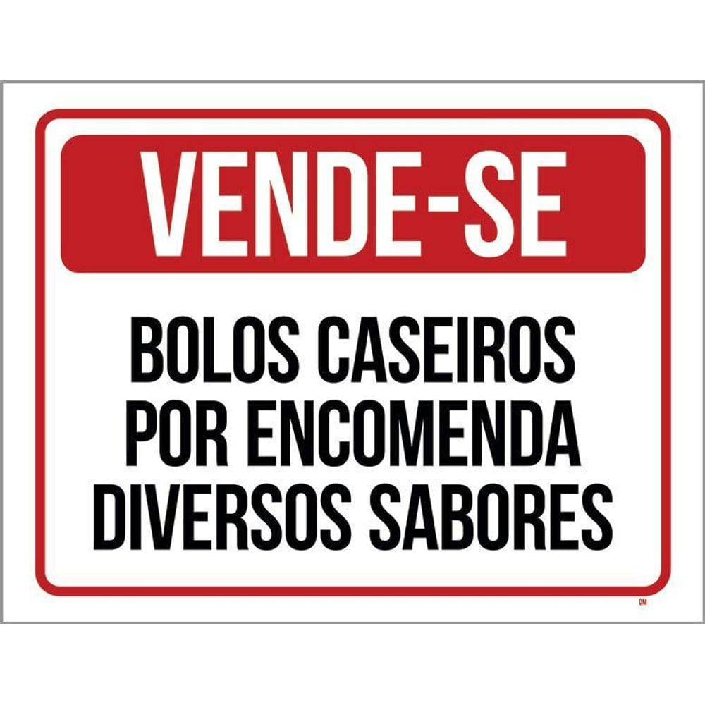 Kit 3 Placas Vende-Se Bolos Caseiros Por Encomenda