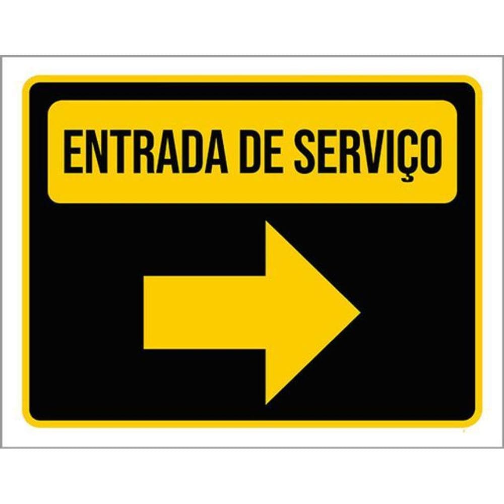 Kit 3 Placas Entrada De Serviço Amarela Seta
