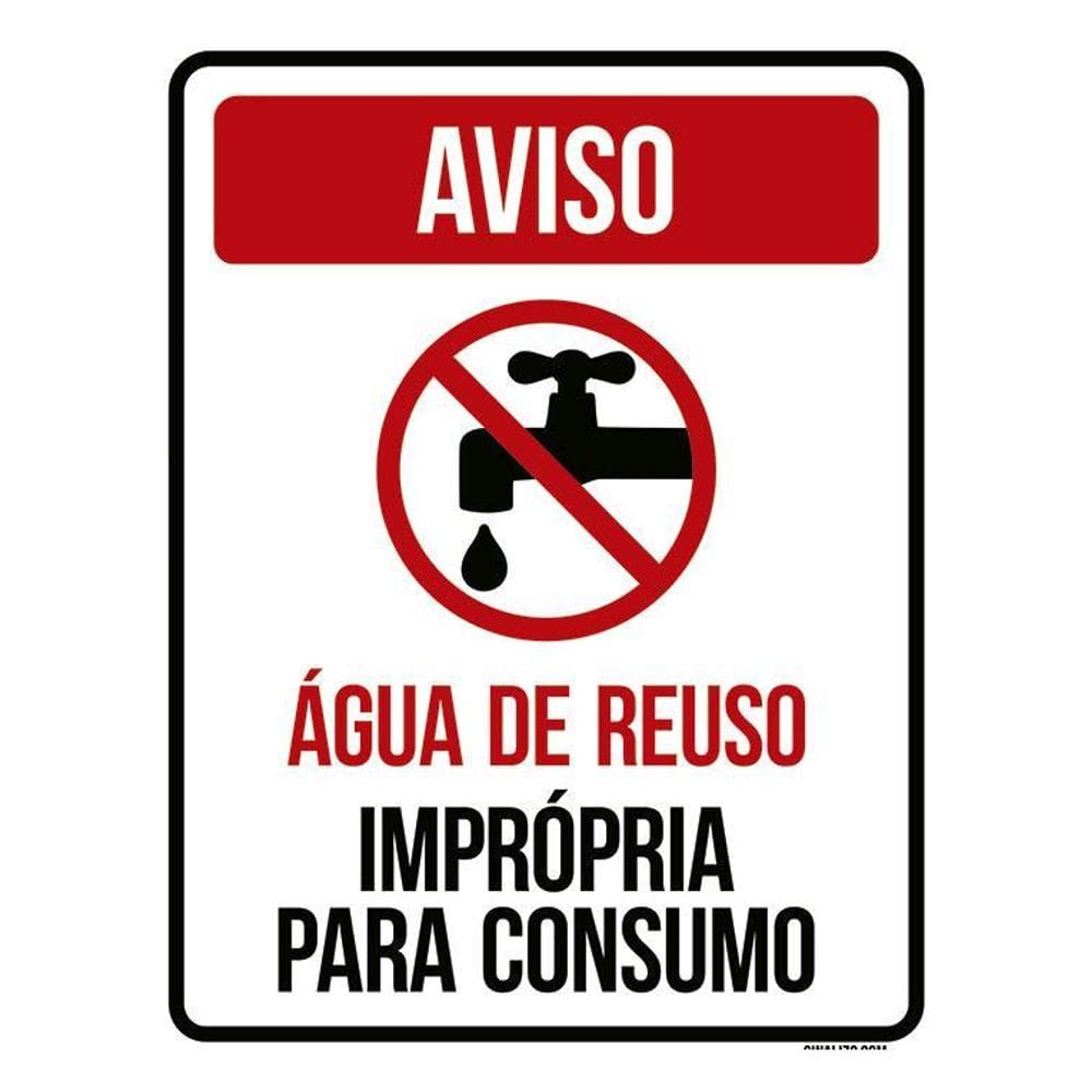 Placa Aguá De Reuso Imprópria Para Consumo Vertical 36X46