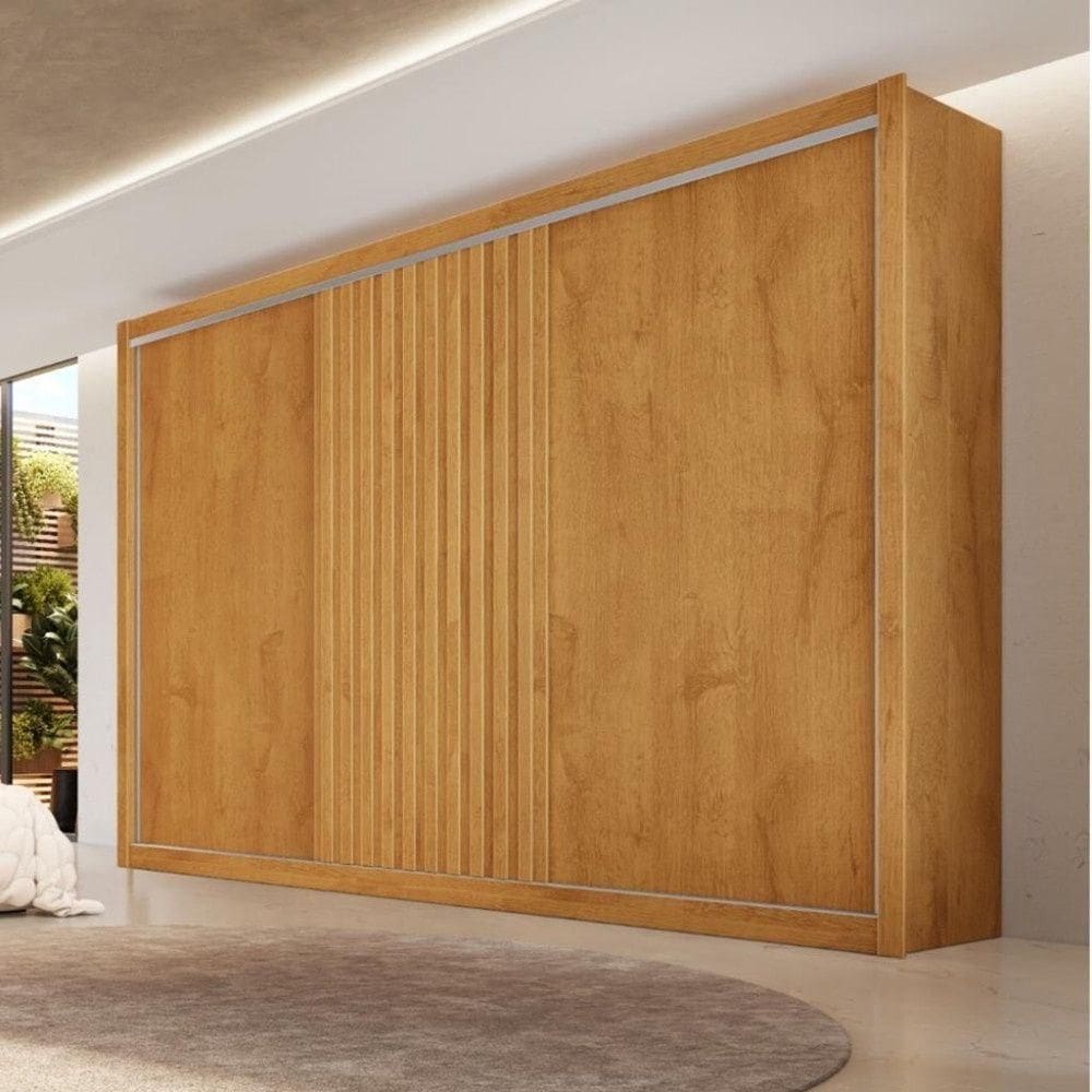 Guarda Roupa Casal 3 Portas 6 Gavetas Vitoria 100% Mdf Móveis Europa Sem Espelho Peroba Off