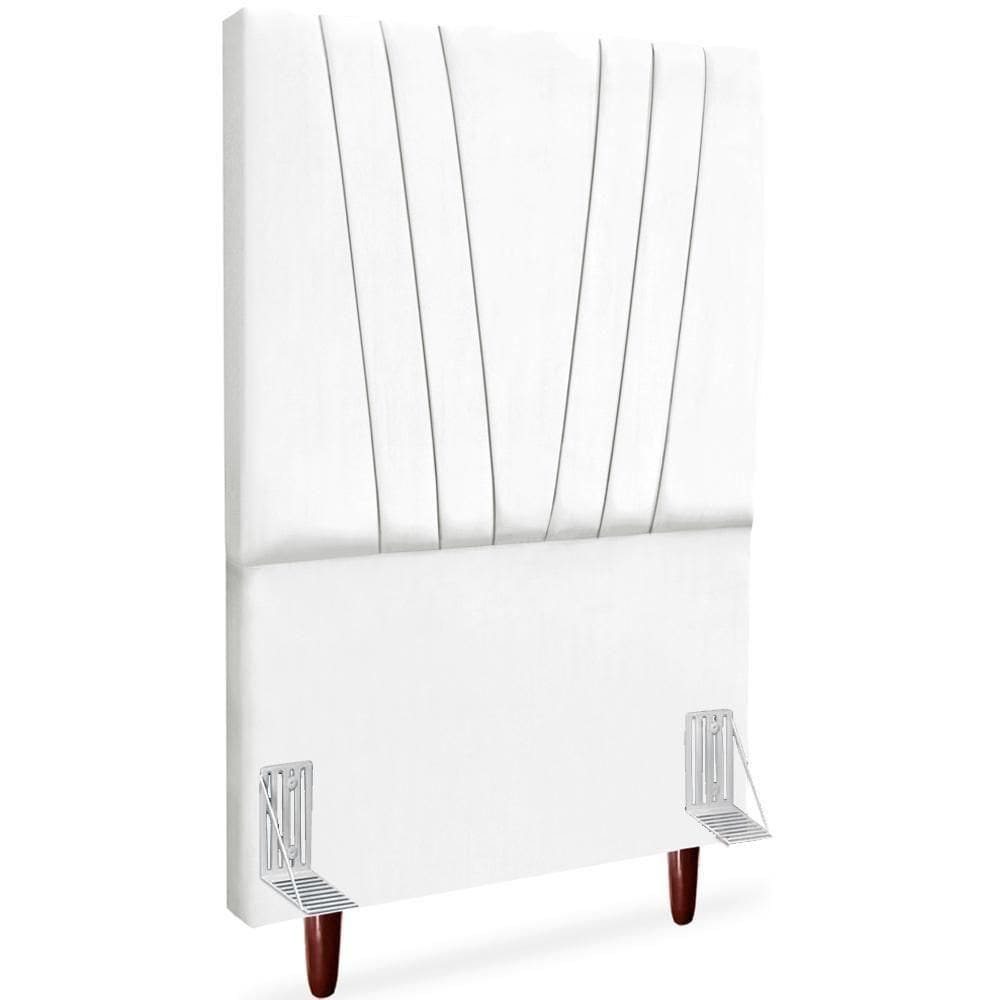 Cabeceira Solteiro 90cm Bell Suede Branco Rm Branco