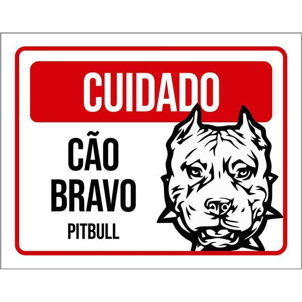 Placa Cuidado Cão Cachorro Bravo Pitbull 36X46