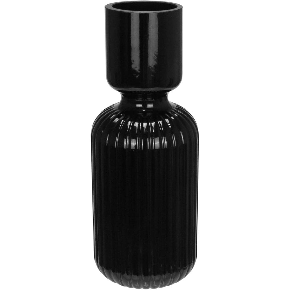 VASO DECORATIVO ENFEITE CASA VINTAGE HOME&CO VIDRO 30x11x11cm PRETO