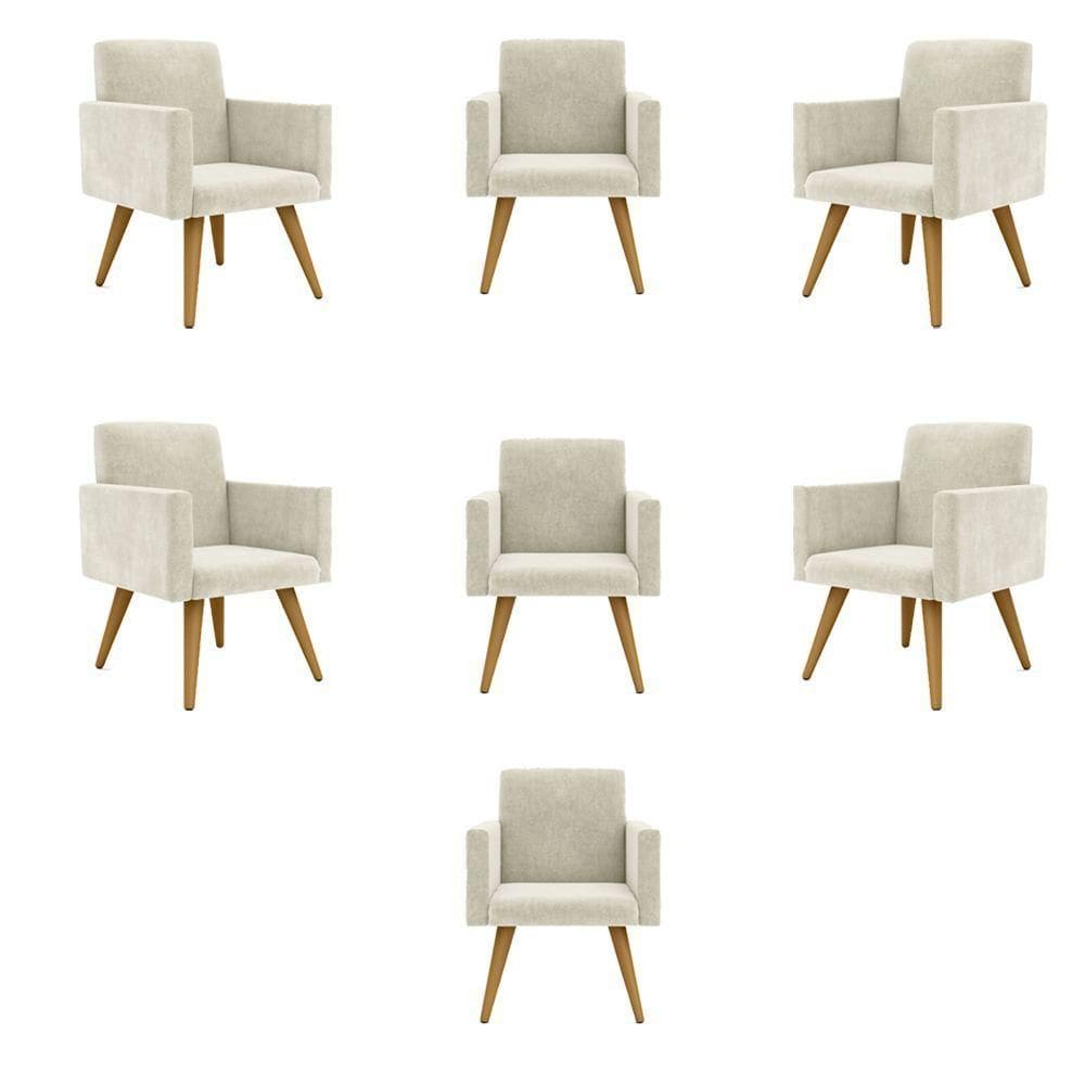 Kit 07 Cadeiras Poltronas Decorativa - Escritório - Recepção Cor:bege