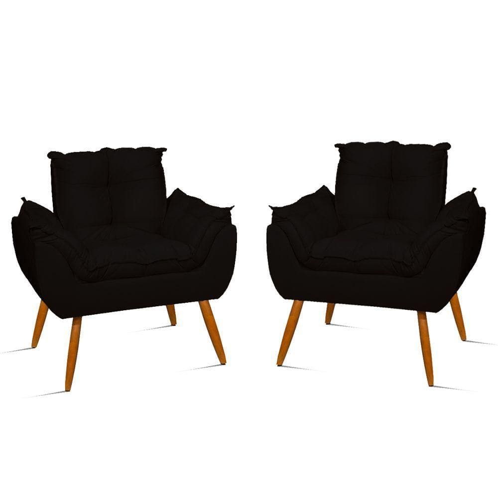 Kit 2 Cadeiras Poltronas Reforçadas Confortáveis Sala Jl Cor:preto