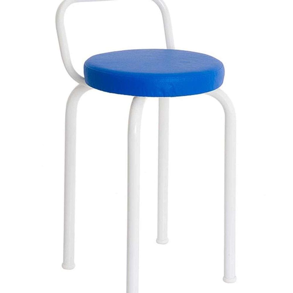 Banco Baixo Premium 47 Cm para Cozinha Azul/Branco