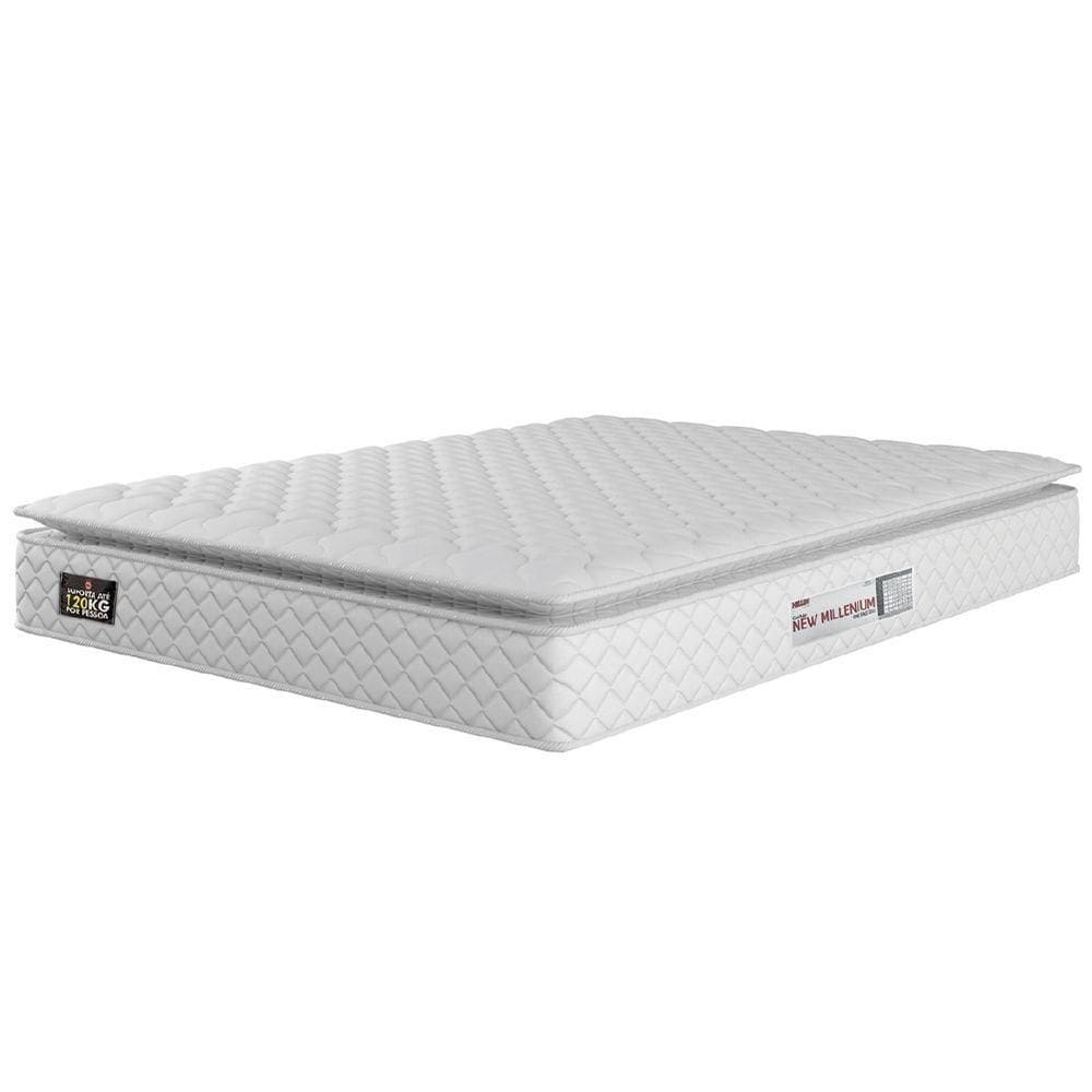 Colchão Casal Espuma D33 Pillow Top New Millenium 138x188x19cm Branco Hellen - Suporta Até 120 Kg Por Pessoa Branco