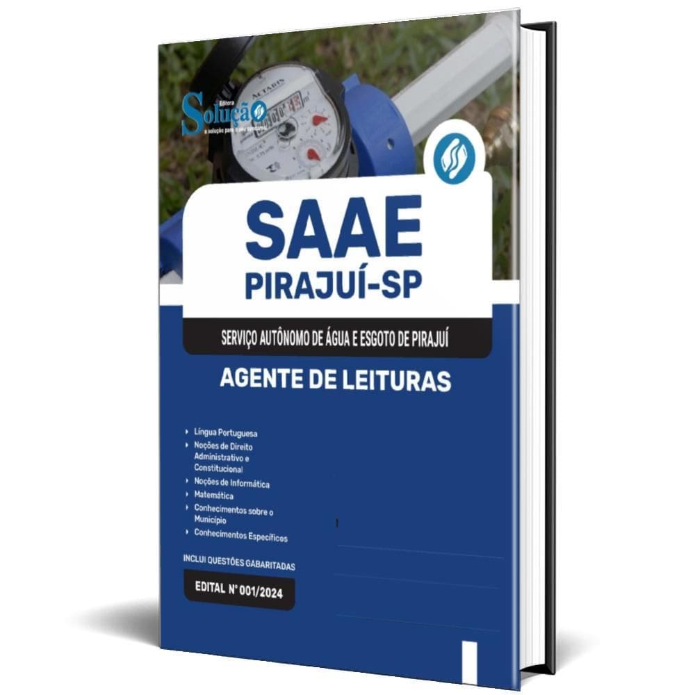 Apostila Saae Pirajuí Sp 2024 - Agente De Leituras