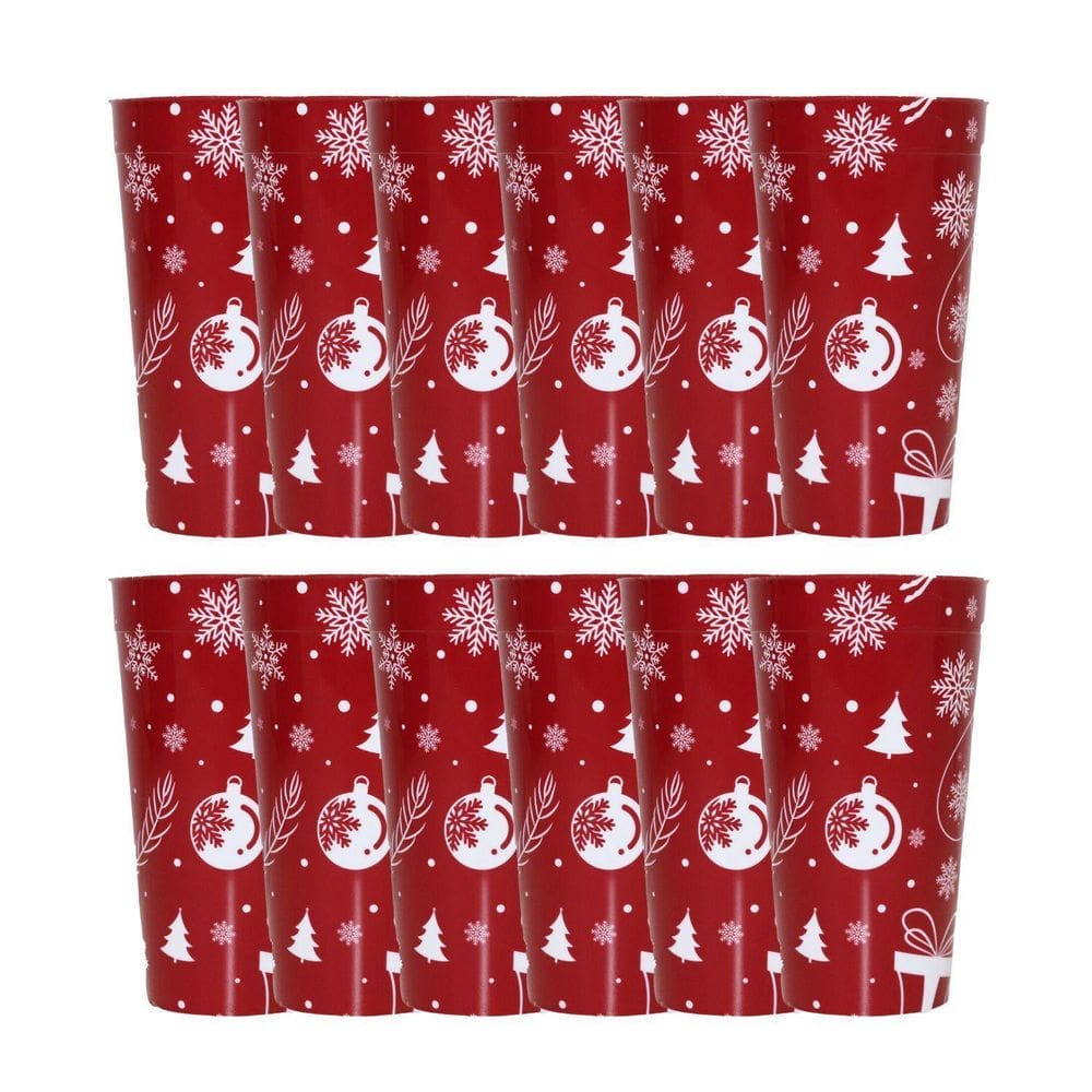 Conjunto 12 Copo Decoração De Natal Reutilizáveis Envio Já