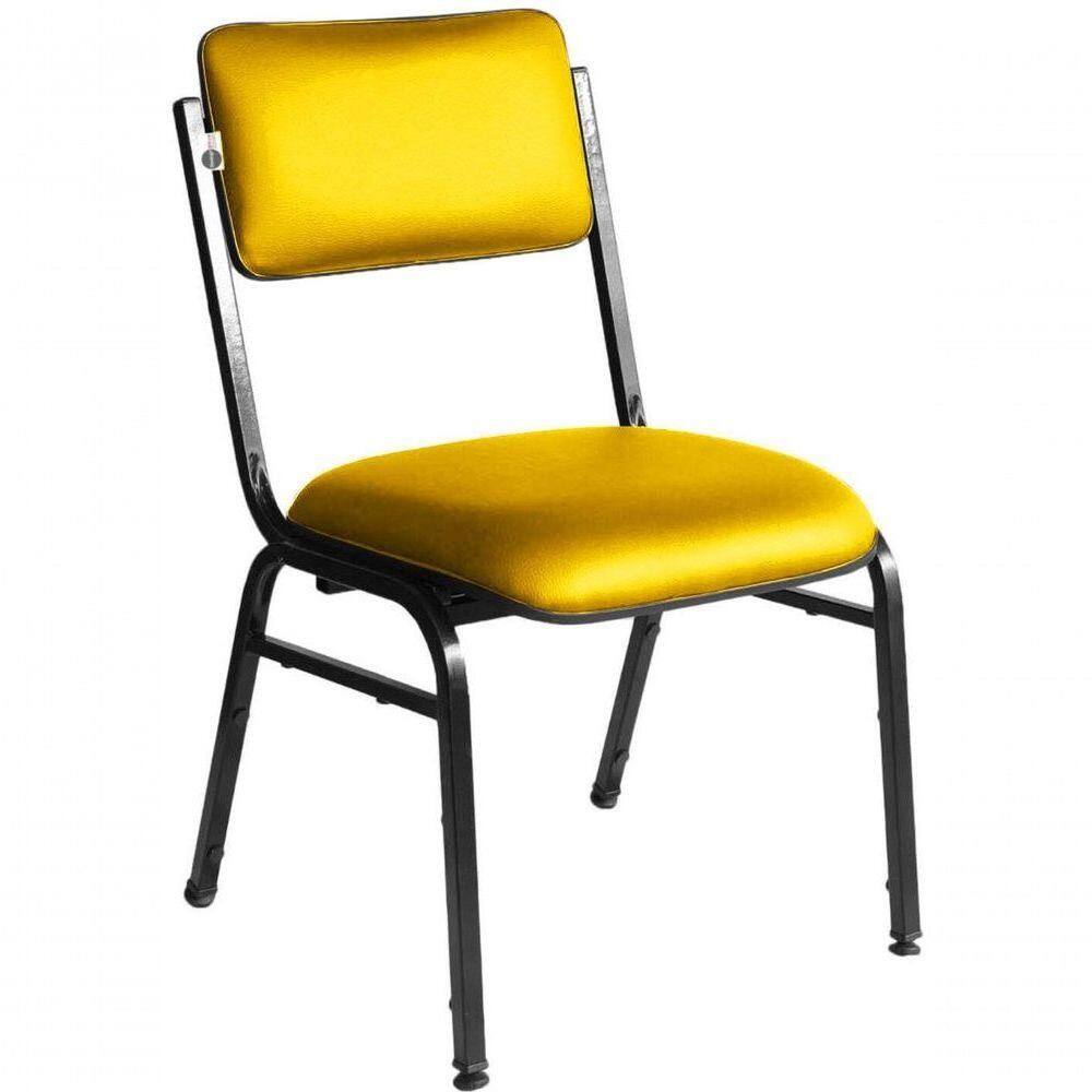 Kit Com 3 Cadeiras Para Auditórios Linha Hotel Smart Amarelo