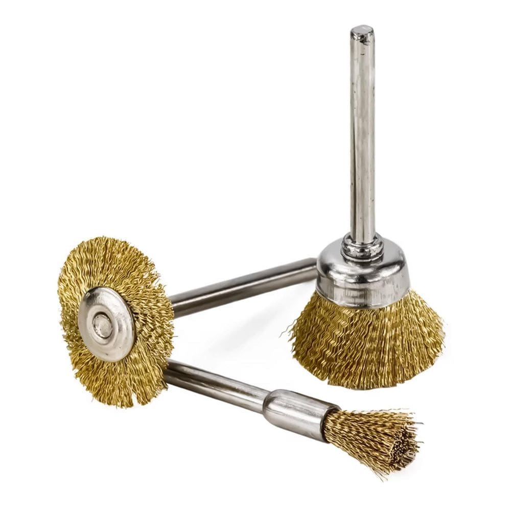 Kit 3 Escovas De Metal Latão Haste 3Mm Para Micro Retíficas
