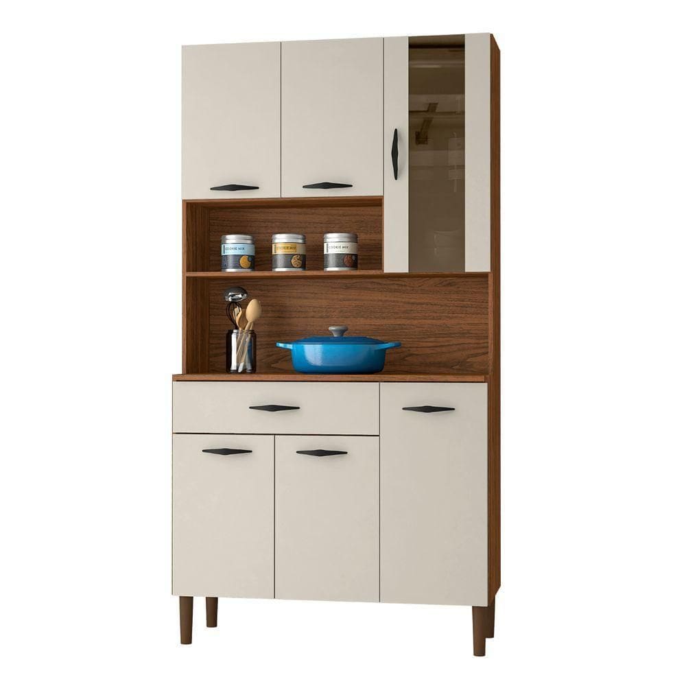 Kit Cozinha 6 Portas Golden Nogueira Off White