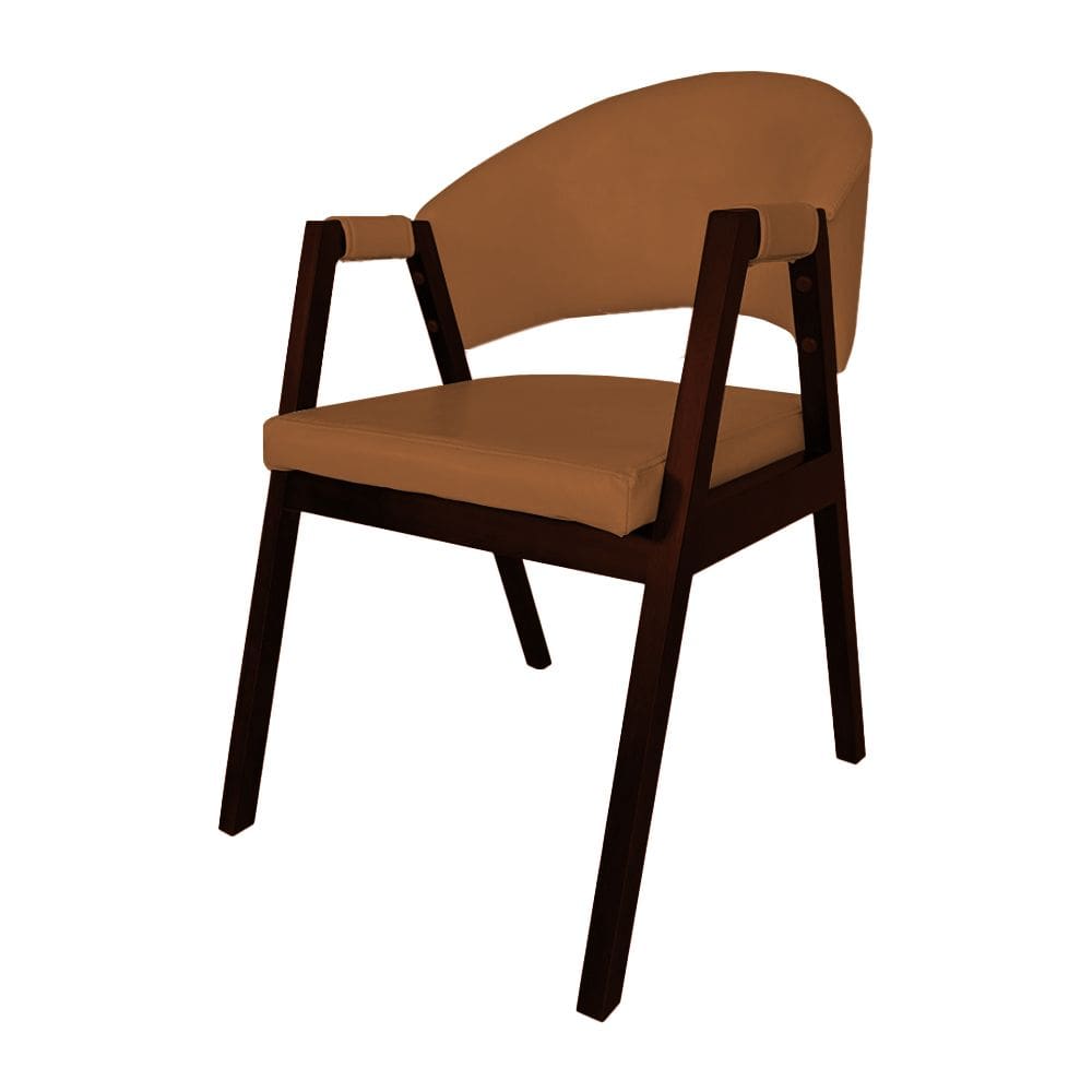 Cadeira De Jantar Madeira Maciça Castanho Premium Helen Facto Caramelo