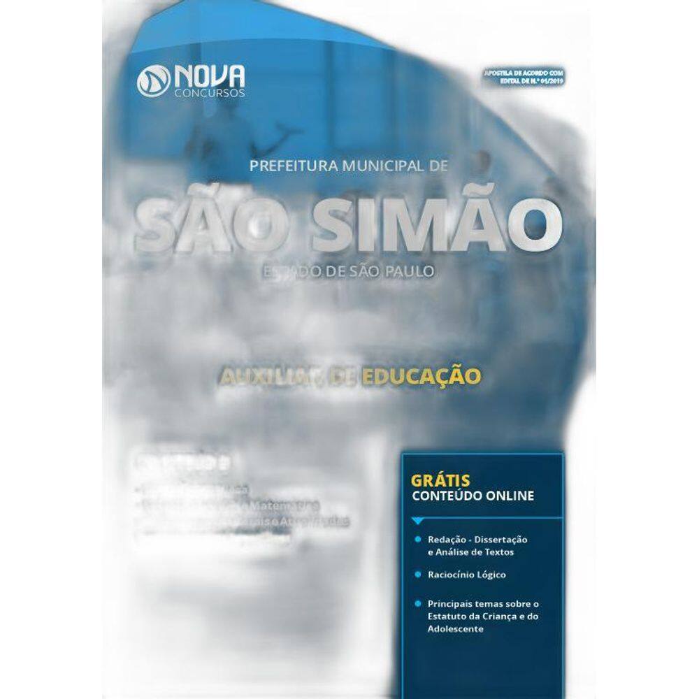 Apostila São Simão SP 2019 Auxiliar de Educação
