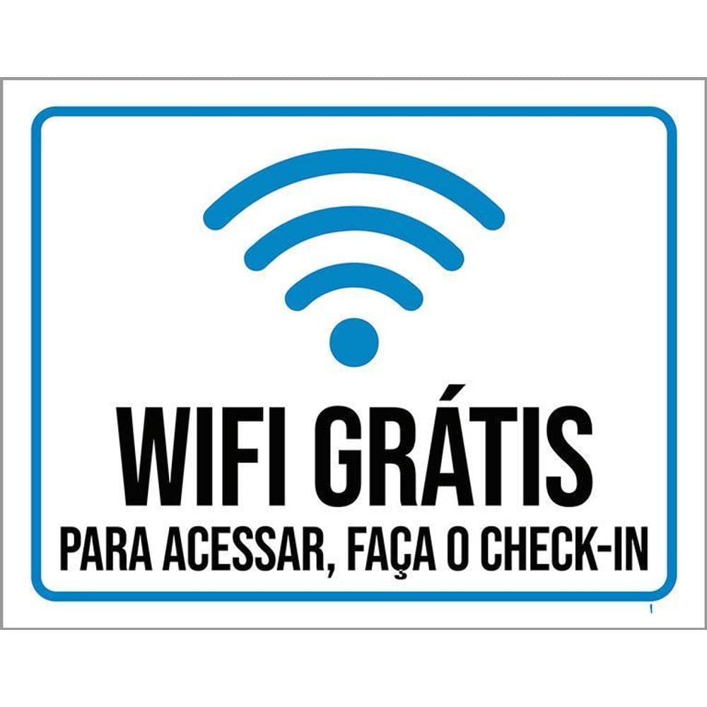 Placa Sinalização Wifi Acessar Faça Check-In 36X46