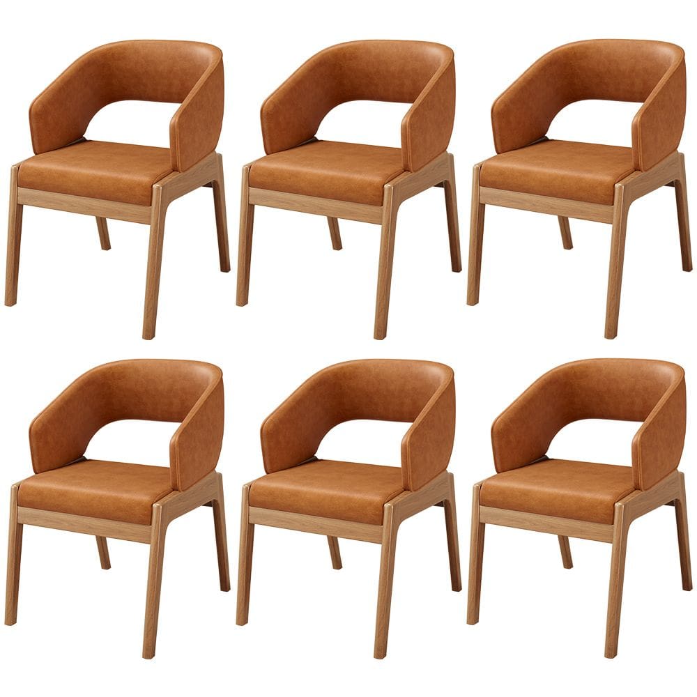 Kit 06 Cadeiras de Jantar e Estar Living Estofada Lince L02 Couríssimo Canela - Lyam Decor