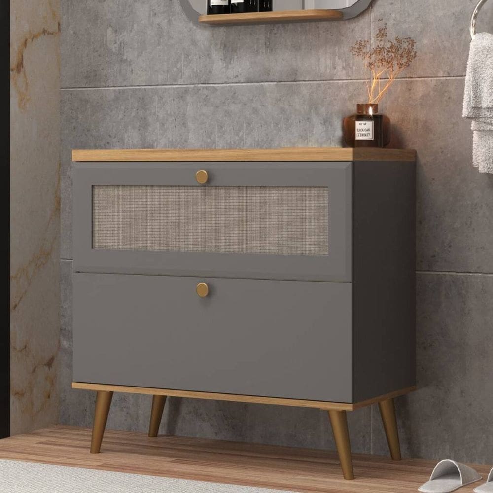 Gabinete de Banheiro 80cm sem Cuba Ref 800 Cinza /Itapuã