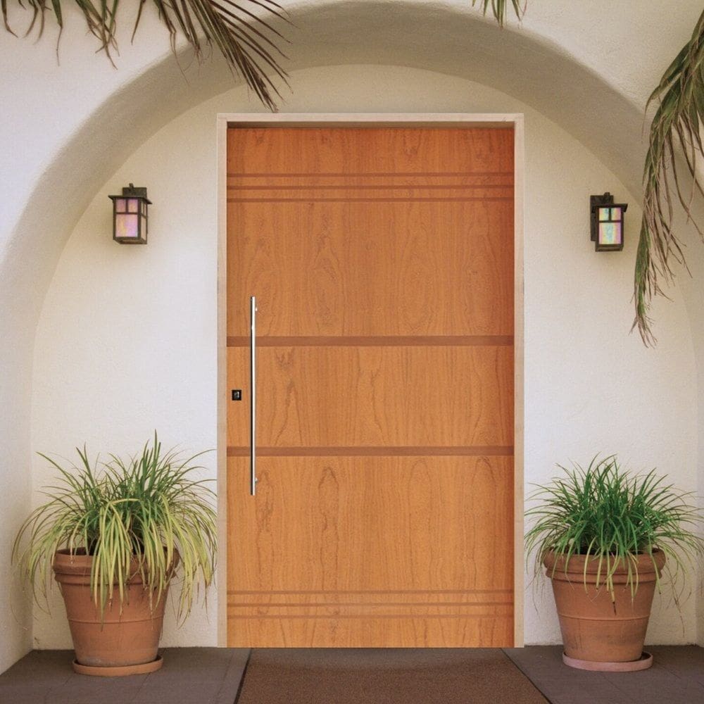 Porta Pivotante Belíssima Imbuia 7 Padrão Batente 14 Puxador Tubo 60cm 120 X 210 Esquerdo Natural