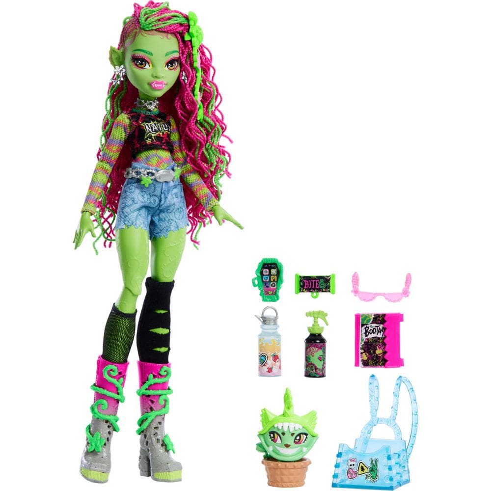 Boneca Monster High Venus McFlytrap com Pet Monstro Gato Chewlian