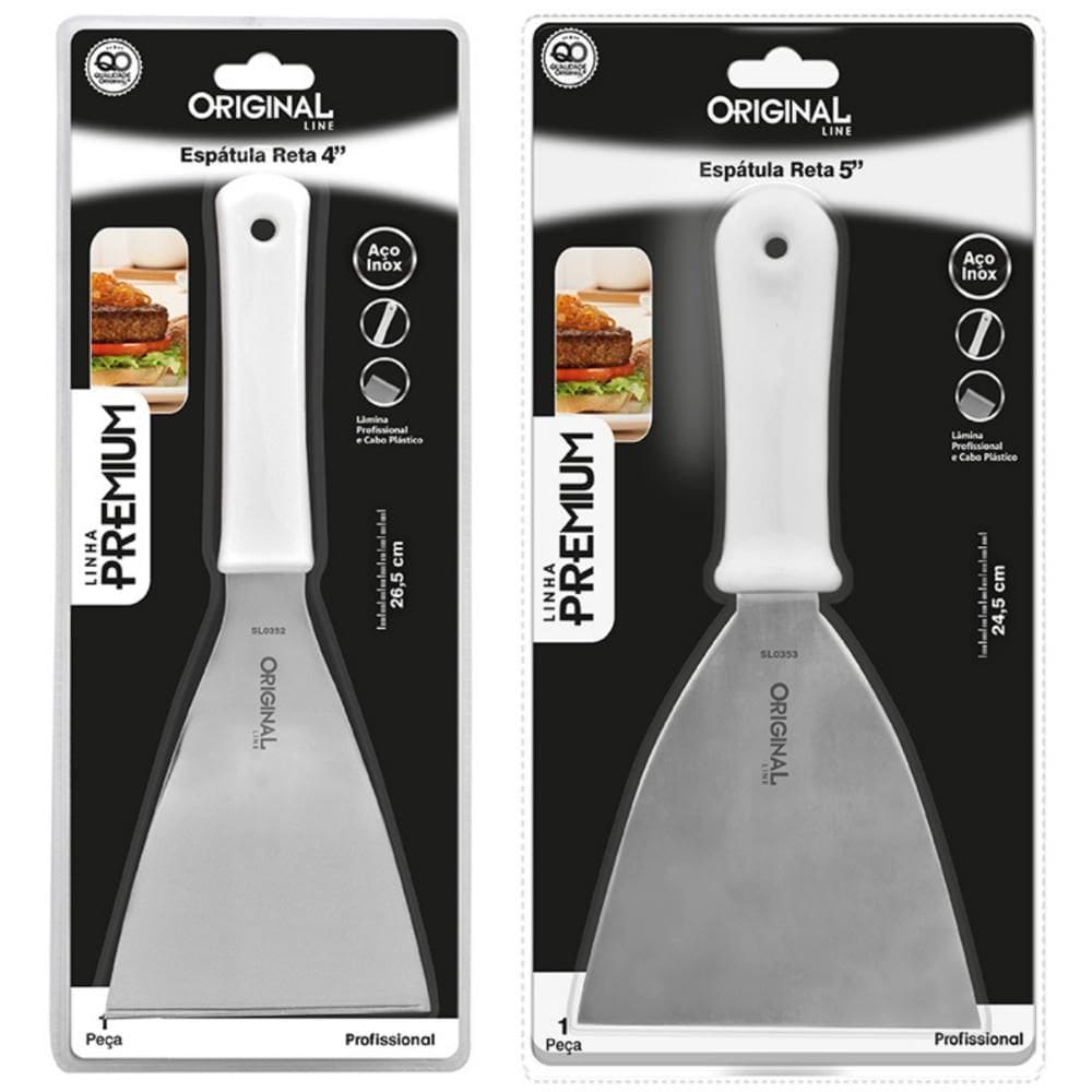 Kit 2 Espátulas Reta Linha Premium Para Lanches Pizza Cozinha O. Line