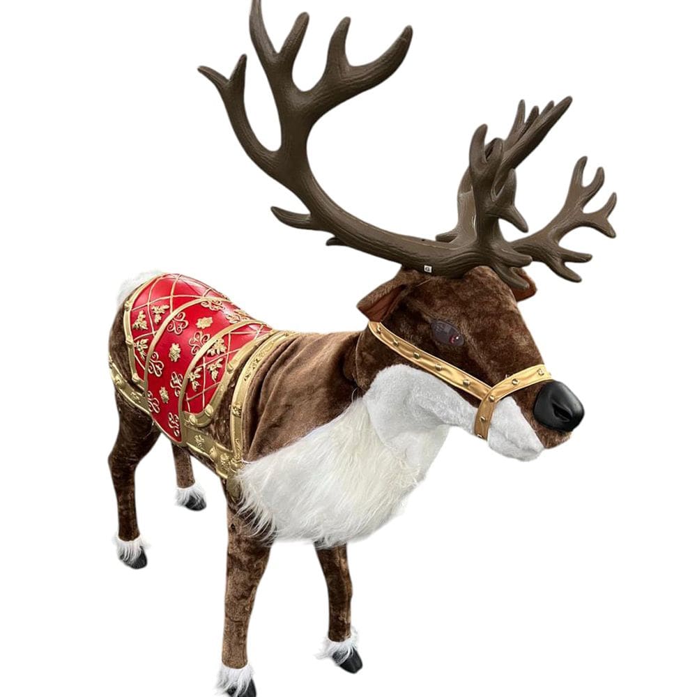 Rena Natal Natalina Realista Gigante Movimenta Cabeça Toca Musica Enfeite Luxo Decoraçao Loja Shopping