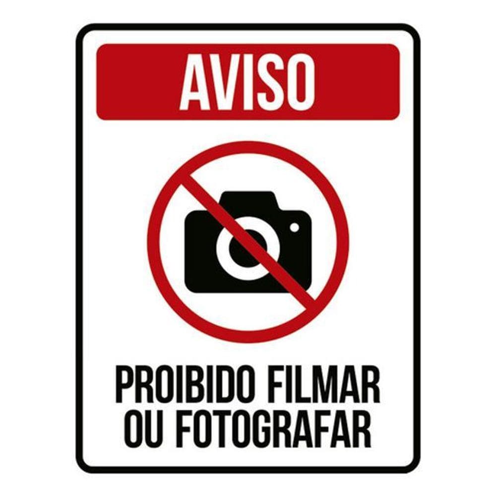 Kit 3 Placas Aviso Proibido Filmar Fotografar Ícone