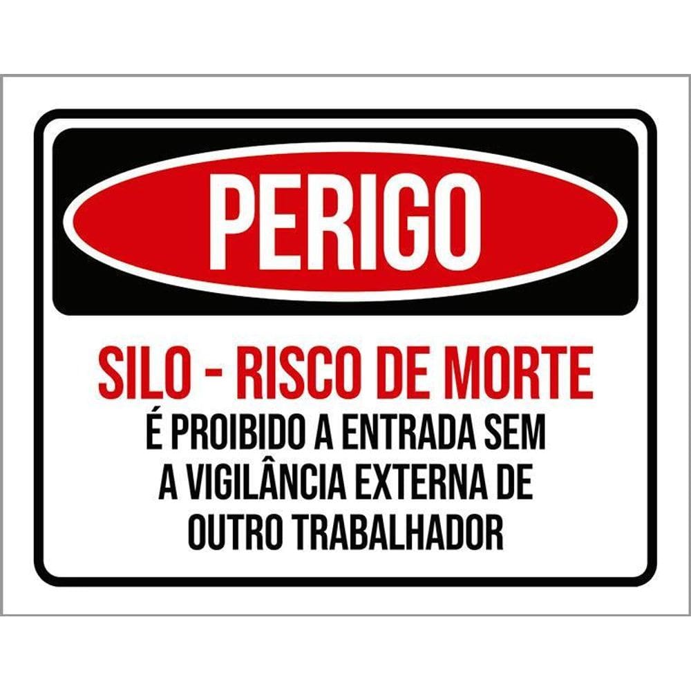 Kit 3 Placas Perigo Silo Risco De Morte