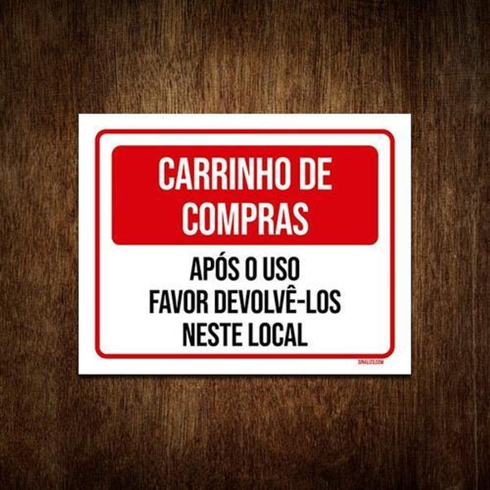 Placa Carrinhos De Compras Após O Uso Devolve-Los Aqui 36X46