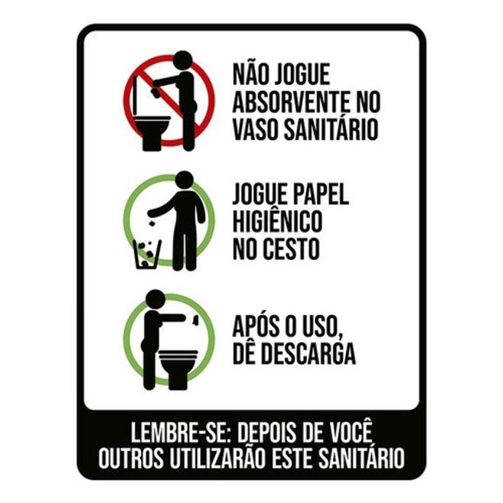 Kit 3 Placas Não Jogue Absorvente Banheiro