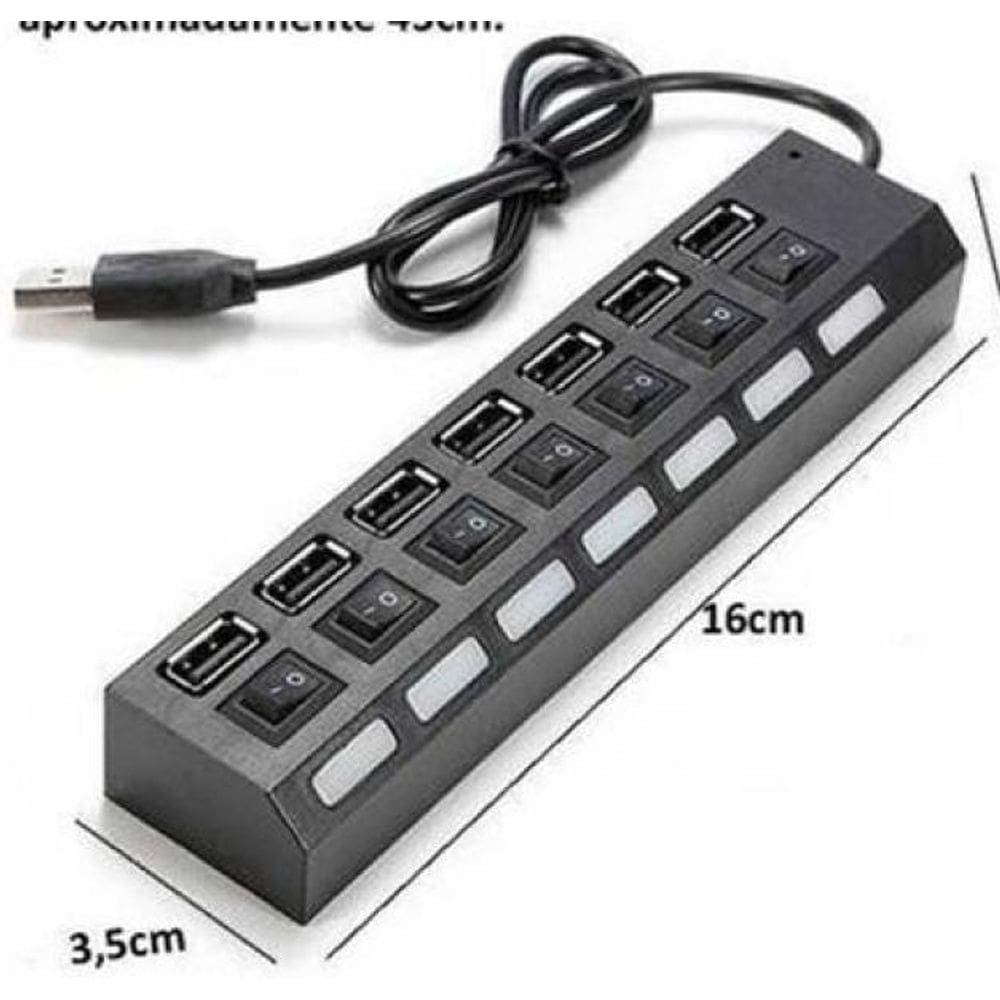 Hub Usb Extensor 7 Portas Chave Seletora 2.0