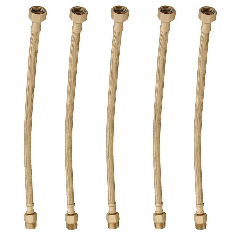 Kit 5 Engate Mangueira Flexível Dourado Trançado Inox 40Cm
